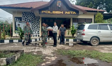 Kunjungan-Silaturahmi-Danramil-1603-01/Alok-yang-di-wakili-oleh-SERKA-I-MADE-DANA-PUTRA--Bersama-Rombongan-Ke-Polsek-Nita--Dalam-Rangka-Hari-Bhayangkara-ke-78