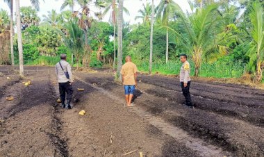 Bhabinkamtibmas-Polsek-Nelle-Terjun-ke-Kebun,-Dukung-Petani-Wujudkan-Swasembada-Pangan