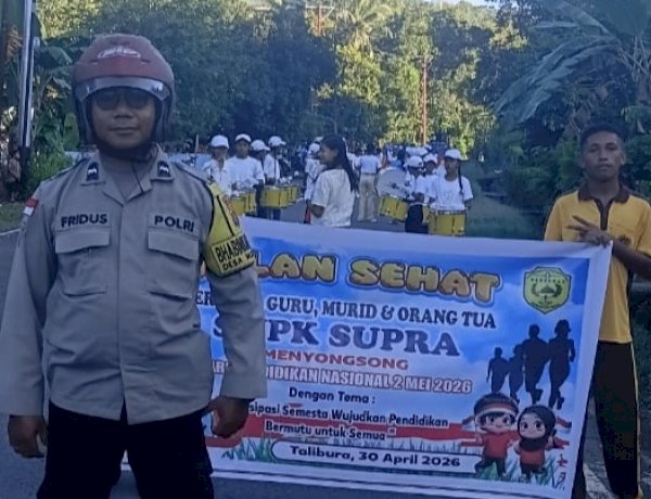 Aksi Sigap Bhabinkamtibmas Polres Sikka, Jalan Santai Hardiknas Talibura Berlangsung Aman dan Lancar