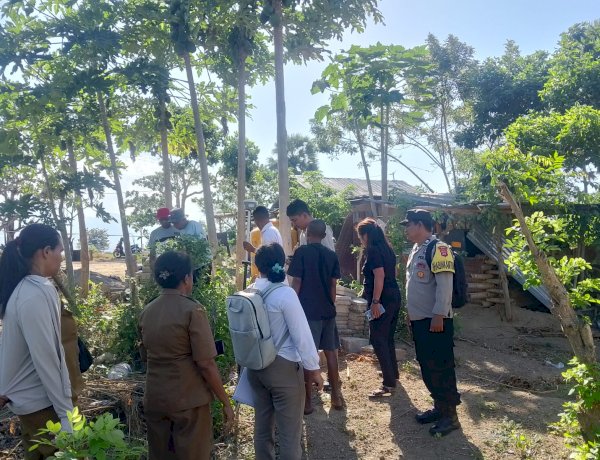 Dukung Kepastian Hukum Aset Daerah, Bhabinkamtibmas Beru Dampingi Pengukuran Tanah Pemkab Sikka