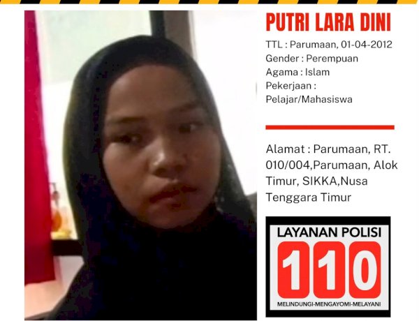 Keluarga Resah, Putri Lara Dini Tak Kunjung Pulang, Laporan Orang Hilang Masuk Polres Sikka