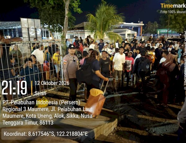 Sinergi Lintas Instansi, Polres Sikka Kawal Kedatangan KM Dharma Rucitra VII di Pelabuhan Maumere