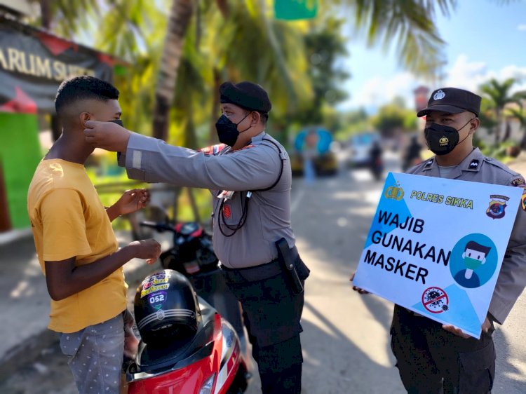 Kembali Tim Operasi Aman Nusa II Polres Sikka Laksanakan Penertiban Penggunaan Masker