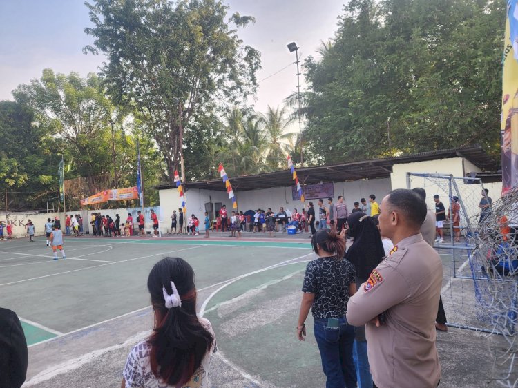 Perlombaan Futsal antar anak-anak anggota Polres Sikka meriahkan rangkaian acara sambut Hari Bhayangkara ke-77