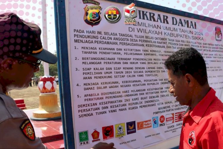 16 Parpol Peserta Pemilu 2024 di Kabupaten Sikka tanda tangani Deklarasi Pemilu Damai