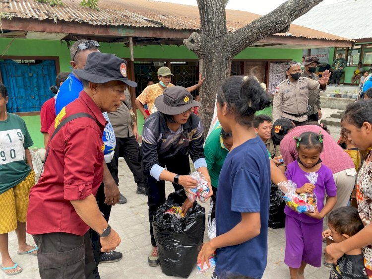Tim Trauma Healing Polri Bantu Pemulihan Psikologis 267 Anak Korban Erupsi Gunung Lewotobi di Boru, Flotim.