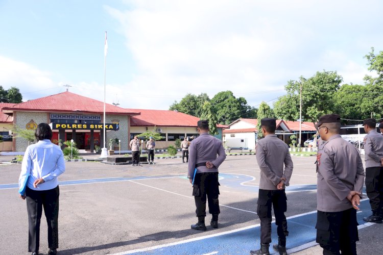 Kapolres Sikka Pimpin Apel Pagi, Sambut Kembali Personil dari Tugas Pengamanan Pemilu 2024