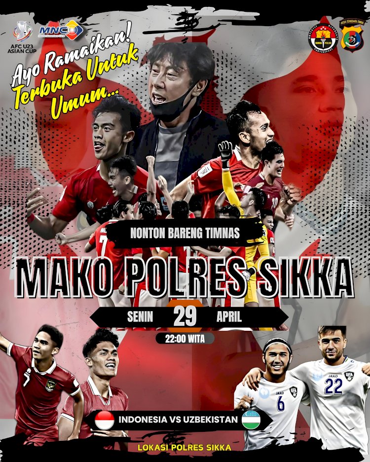 Polres Sikka Gelar Nobar AFC U23 Asian Cup di Mako Polres