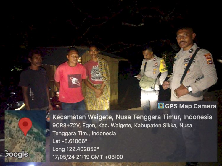 Piket SPKT Polsek Waigete Polres Sikka Melaksanakan Patroli Rutin