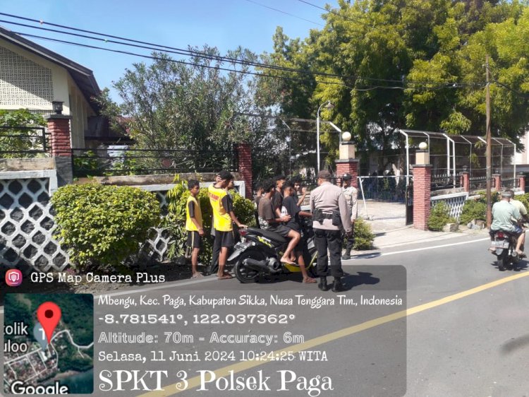 Patroli Rutin Pada Daerah Rawan Kamtibmas Serta Jalur Trans Maumere Oleh Piket Jaga Polsek Paga, Polres Sikka.