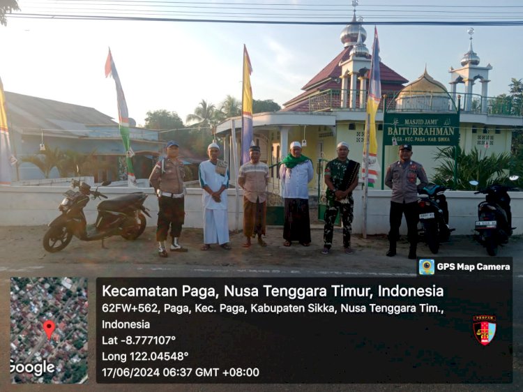 Kapolsek Paga IPTU DONATUS PARU Beserta Anggota Melaksanakan Pengamanan Sholat Ied  Idul Adha 1444 H