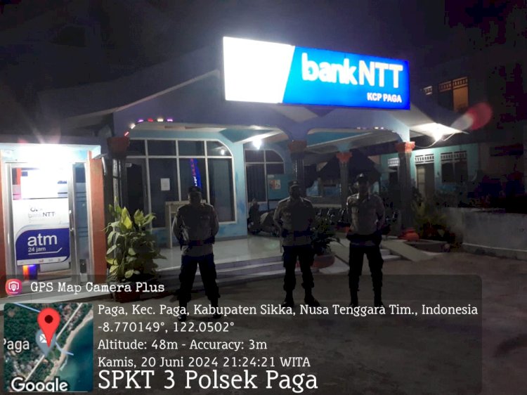 Patroli Rutin Polsek Paga Polres Sikka Amankan Obyek Vital di Kecamatan Paga