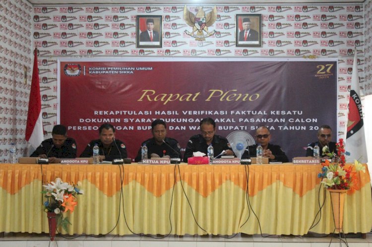 Rapat Pleno Rekapitulasi Hasil Verifikasi Faktual Kesatu Syarat Dukungan Bakal Pasangan Calon Perseorangan Bupati dan Wakil Bupati Sikka Tahun 2024 Berlangsung Lancar