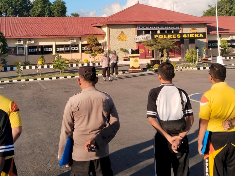 Polres Sikka Gelar Apel Pagi dan Olahraga Bersama untuk Tingkatkan Disiplin dan Kesehatan