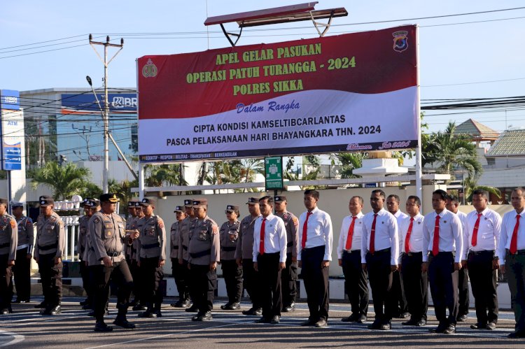 Apel Gelar Pasukan Operasi Patuh Turangga 2024 di Polres Sikka, Kapolres Bacakan Amanat Kapolda NTT