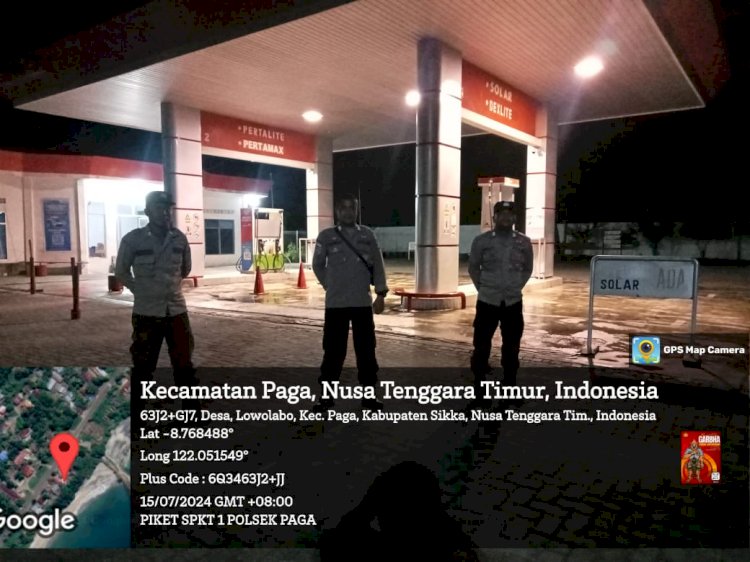 Patroli Obyek Vital Polsek Paga Polres Sikka untuk Mencegah Potensi Gangguan pada Rangkaian Pilkada.