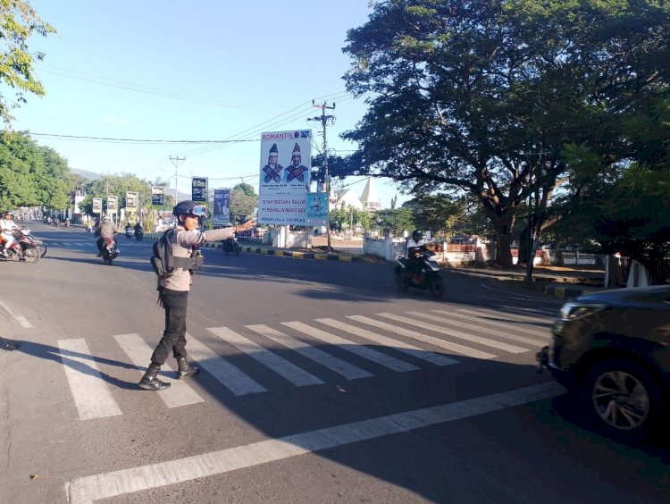 Berikan Rasa Aman Unit Turjawali Sat Samapta Polres Sikka Rutin Gatur Pagi