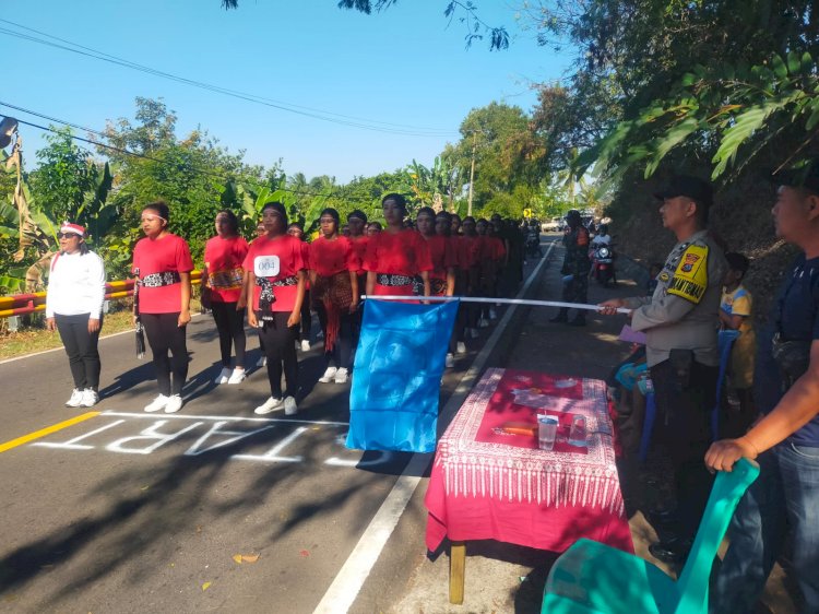 Pengamanan Lomba Gerak Jalan Antar RT di Desa Ribang, Nelle: Semarak Peringatan Hari Kemerdekaan RI ke-79