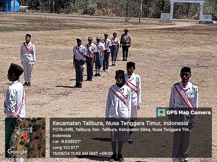 GLADI BERSIH UPACARA PENGIBARAN DAN PENURUNAN BENDERA MERAH PUTIH MEMPERINGATI HUT KE- 79 KEMERDEKAAN NKRI TINGKAT KECAMATAN TALIBURA