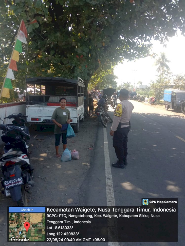 Piket SPKT II Polsek Waigete Rutin Patroli, Ciptakan Sitkamtibmas Kondusif Jelang Pelaksanaan Tahapan Pilkada Kab.Sikka