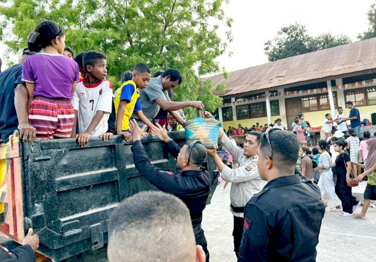 Sinergitas Polri bersama TNI dan Pemda Flotim Tangani Situasi Pasca Erupsi Gunung Api Lewotobi Laki-laki