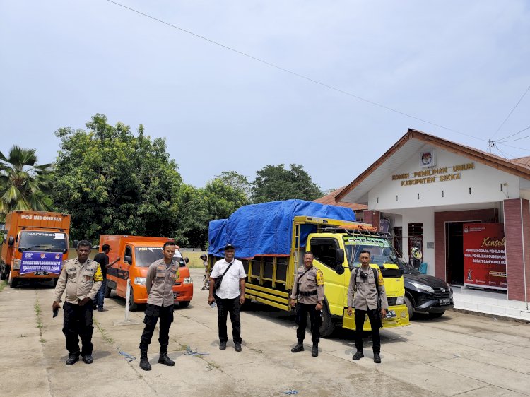 Pengamanan Logistik Pemilu: Rayonisasi Tengah Kawal Kotak Suara ke KPU dan PPK di Kabupaten Sikka