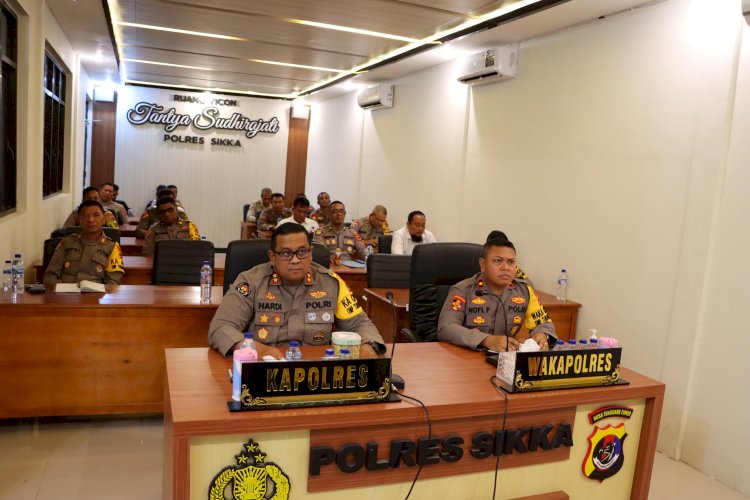 Kapolres Sikka dan Para PJU Hadiri Rapat Koordinasi Lintas Sektoral Kesiapan Operasi Lilin 2024 Bersama Kapolri secara Virtual