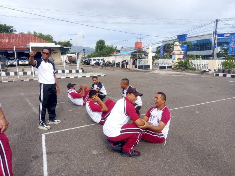 Hari Pertama Tes Kesamaptaan Jasmani dan Bela Diri Polri Polres Sikka Berjalan Lancar