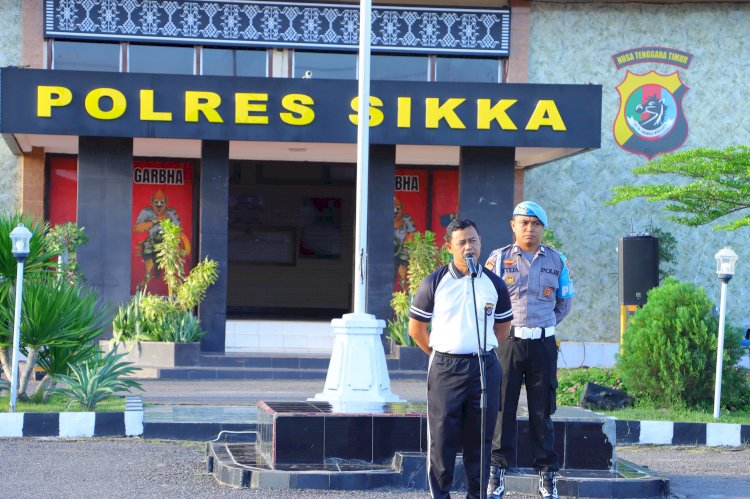 Jaga Kebugaran, Personel Polres Sikka Gelar Apel Pagi dan Olahraga Bersama