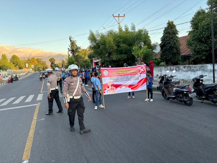 Momentum HUT SDN Contoh ke-63, Jalan Sehat Aman Berkat Satlantas Polres Sikka