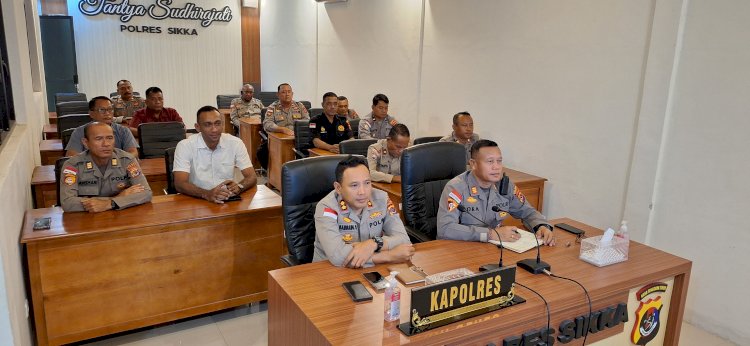 Penguatan Pengendalian Kinerja, Polres Sikka Polda NTT  Hadiri Zoom Meeting Bersama Itwasum Polri