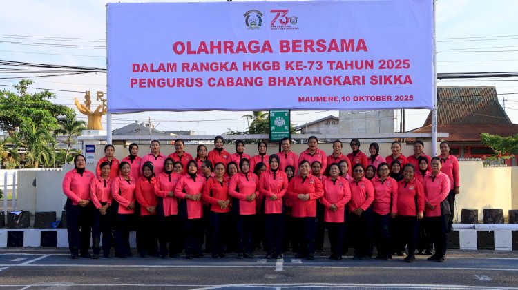 Semarak HKGB ke-73, Polres Sikka Polda NTT dan Bhayangkari Gelar Apel Pagi dan Olahraga Bersama