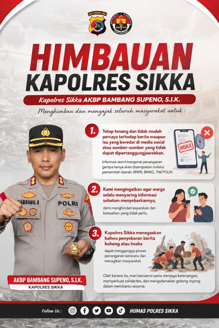 Kapolres Sikka Imbau Warga Tak Terprovokasi Hoaks Gempa, Utamakan Informasi Resmi dan Solidaritas