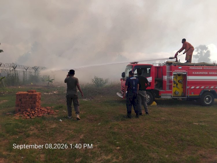 Api Melahap Lahan Pesisir Bandara Frans Seda, Respons Cepat Petugas Cegah Kobaran Meluas