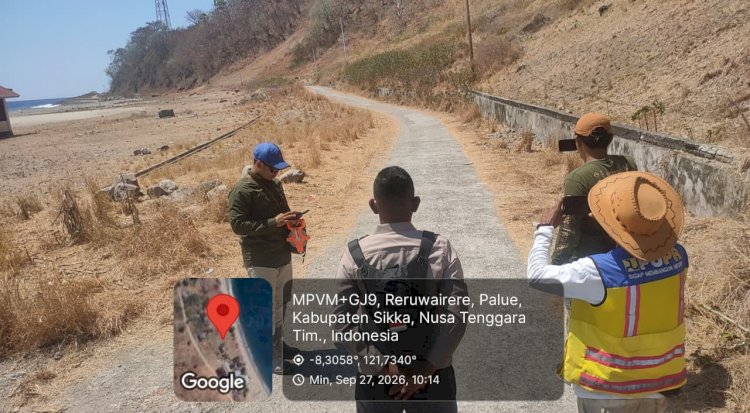 “Polres Sikka Kawal Ketat Pengukuran Jalan Palue, Pastikan Kegiatan Tim PUPR-BPJN NTT Berjalan Aman dan Kondusif”