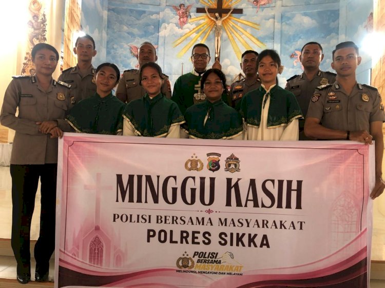 Polres Sikka Hadir di Tengah Umat, Minggu Kasih Jadi Jembatan Komunikasi dan Penguatan Kamtibmas